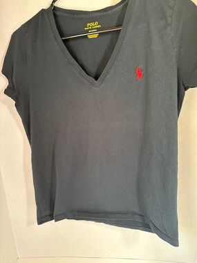 Polo Ralph Lauren black v neck short  sleeve shirt size medium
